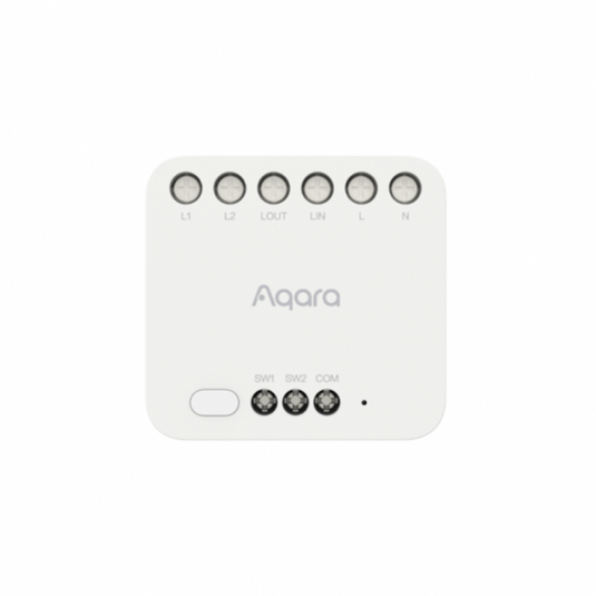 Aqara Modulo Relè Doppio T2 Zigbee - Luci/prese/tapparel/garage + contatto pulit