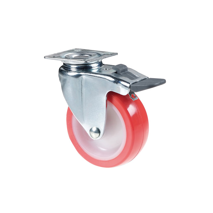 RUOTA NY/PU PIASTRA+FRENO  MM 63