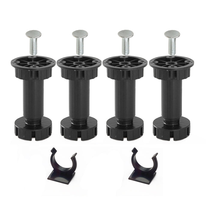 KIT 4 PIEDI REGOL. PLAST.H120+4 VITI M10x32+2 CLIP