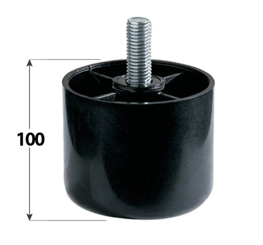PIEDE PLASTICA NERA  60 H 100 PERNO FILETTO M10