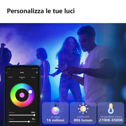 Imou Lampadina LED a colori RGB smart Wi-Fi E27