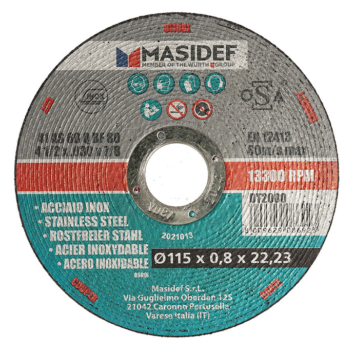 DISCO TAGLIO 115X0,8MM ACCIAIO INOX