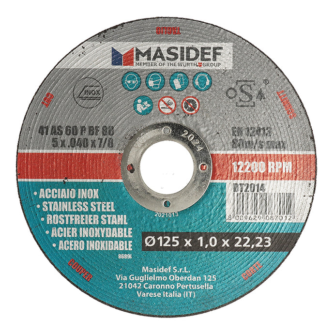DISCO TAGLIO 125X1,0MM ACCIAIO INOX