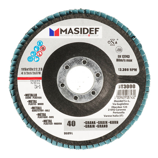 DISCO ABRASIVO LAMELLARE 115X13MM GR 40 UNIV