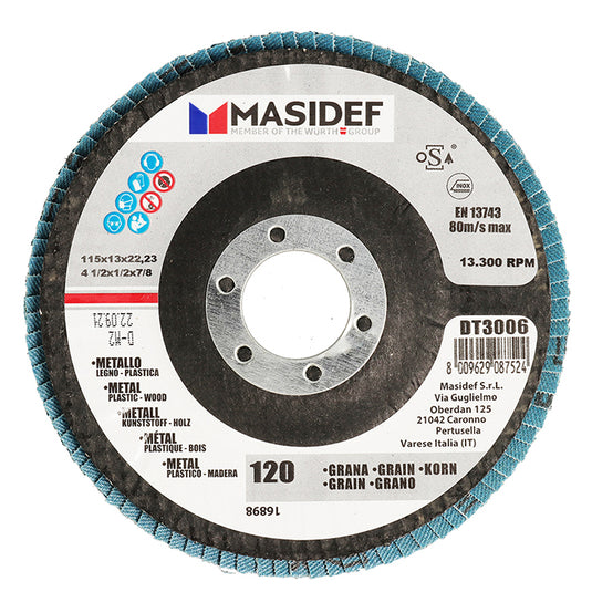 DISCO ABRASIVO LAMELLARE 115X13MM GR 120 UNIV