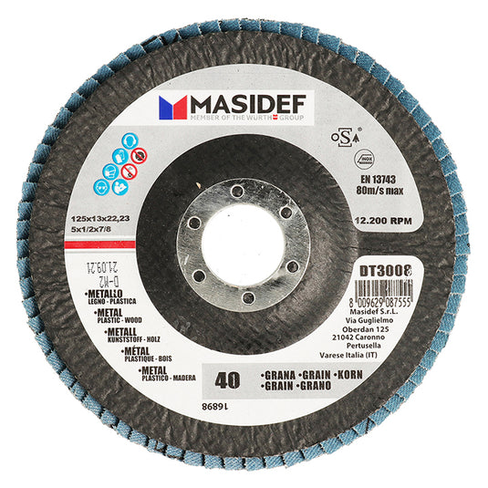 DISCO ABRASIVO LAMELLARE 125X13MM GR 40 UNIV