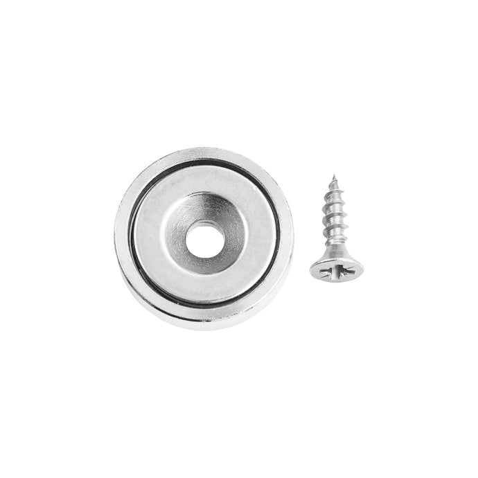 MAGNETE NEODIMIO TONDO 25X7 + VITE FORZA 16 KG.