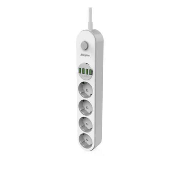 MULTIPRESA 4 SCHUKO + 4 USB BIANCA