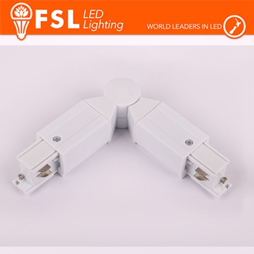 FSL Connettore Forma L con angolo regolabile per Binario Trifase - Colore BIANCO