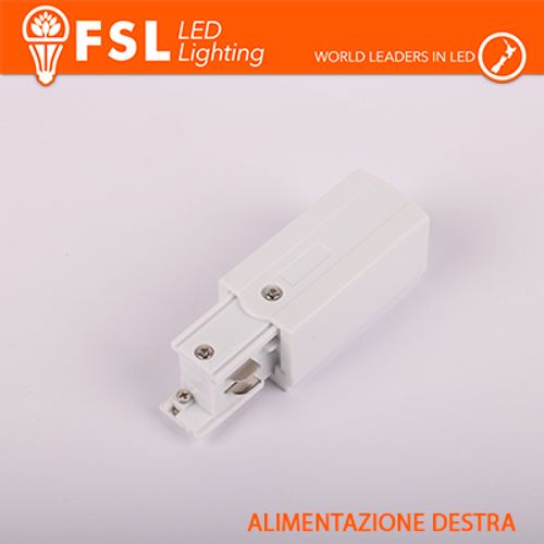 FSL Testata di alimentazione DESTRA per binario trifase - colore BIANCO