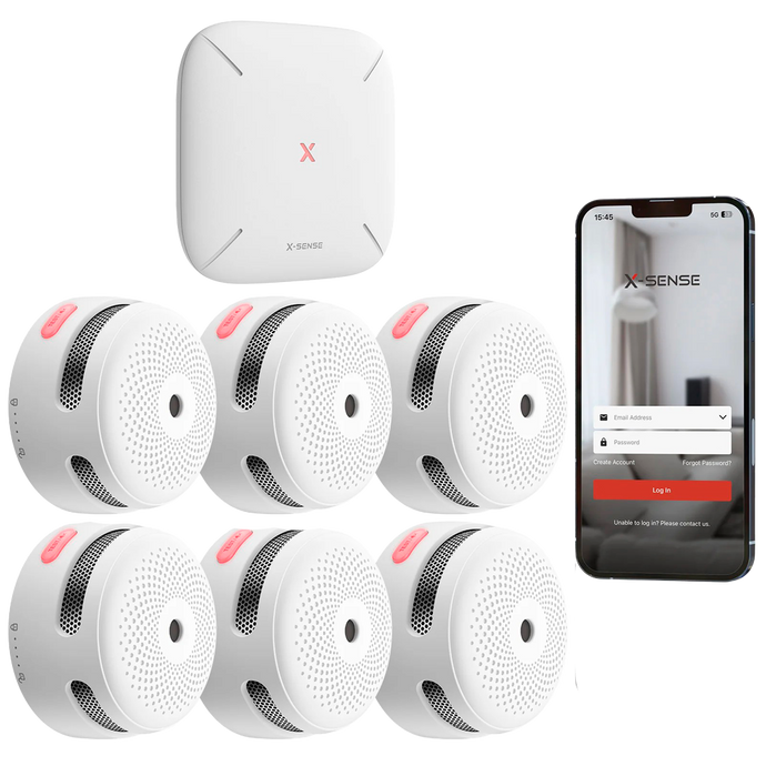 X-Sense KIT 6x Sensori Fumo Link+PRO a batteria sostituibile con centralina RF