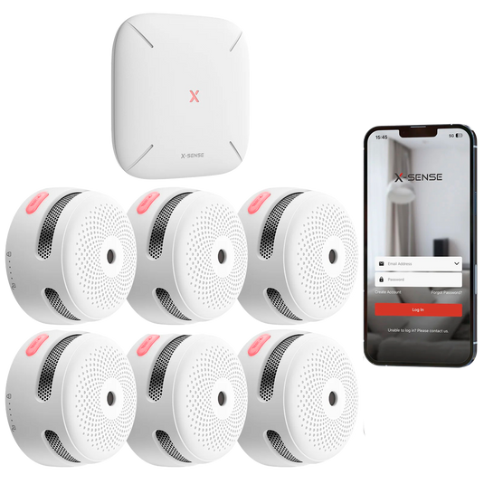 X-Sense KIT 6x Sensori Fumo Link+PRO a batteria sostituibile con centralina RF
