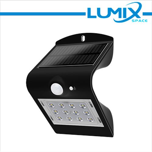 Lampada da parete LED solare senza fili con Sensori 220lm NERO