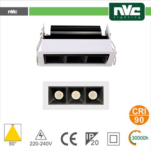 Incasso Multi lampada - 3X3W 530LM 4000K 50 >90CRI