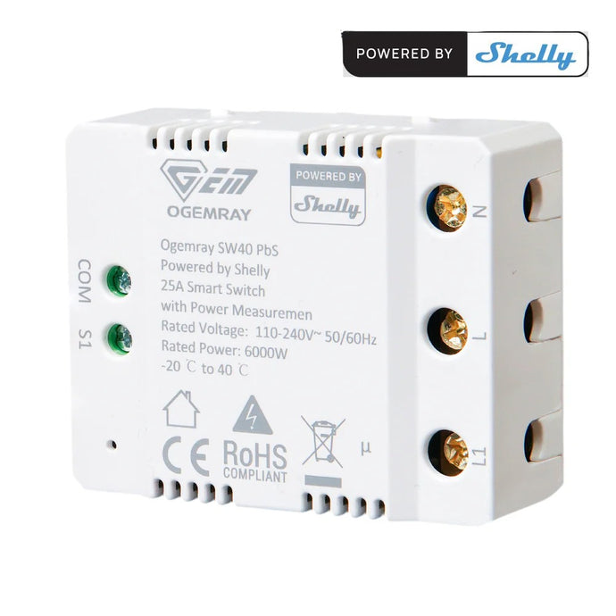 Shelly Ogemray Smart Relay 25A - Relè intelligente Ogemray 25A + PM
