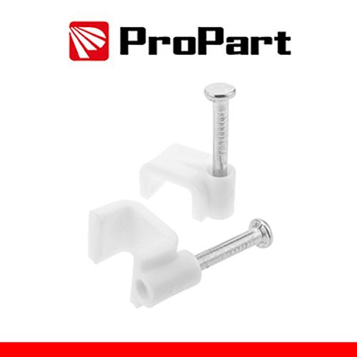 Clip con chiodini con fermacavo piatto 5mm bianco 100pz