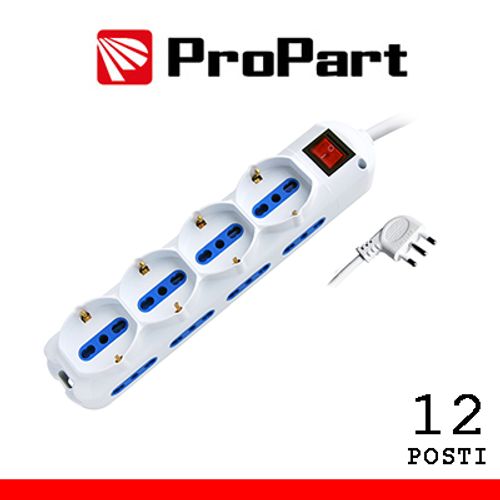 Multipresa 12pos bipasso + bipasso/schuko spina16A +interr.