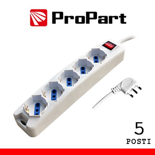 Multipresa 5pos bipasso/schuko spina16A +interr.