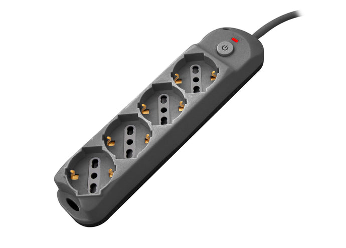 Multipresa 4pos bipasso/schuko + interrutt nuovo modello nera spina 16A