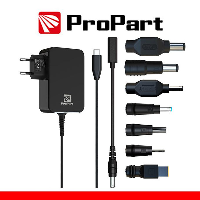 Alimentatore Propart GaN Type C 90W + 7 Connettori DC nero