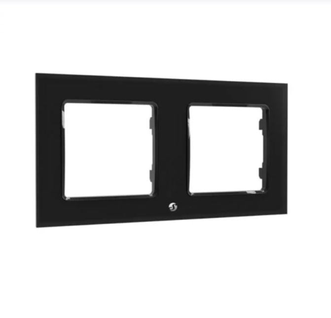 Shelly Wall Frame 2 - Placca da parete nera doppia compatibile Legrand