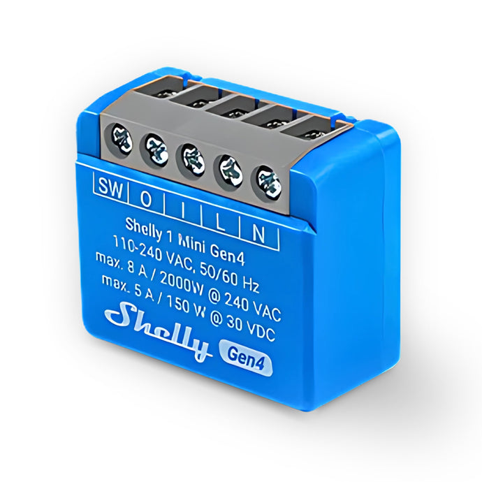 Shelly 1 Mini Gen4 - Smart Relay contatto pulito 8A AC/DC WiFi/BT/Matter/Zigbee