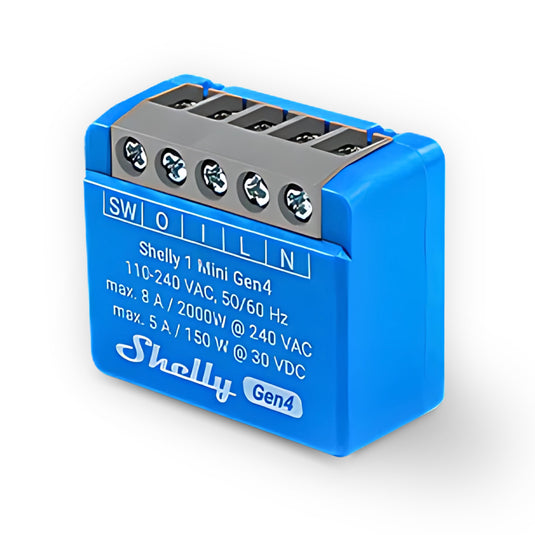 Shelly 1 Mini Gen4 - Smart Relay contatto pulito 8A AC/DC WiFi/BT/Matter/Zigbee